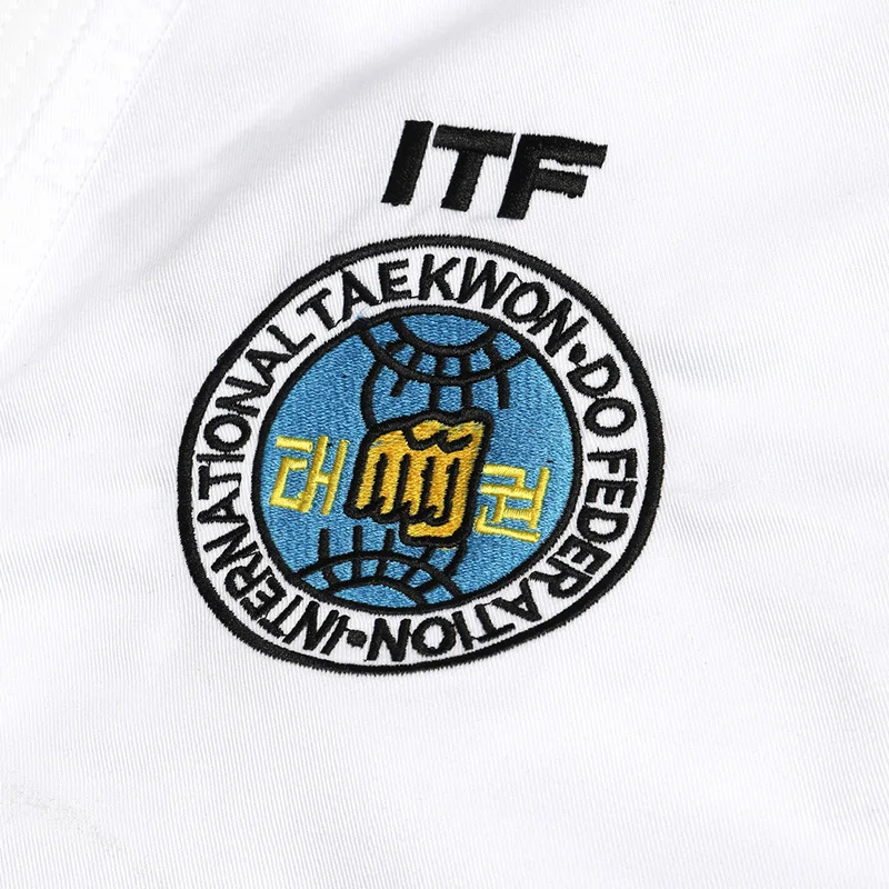Фото Добок для тхэквондо KHAN ITF с белым поясом в комплекте №5