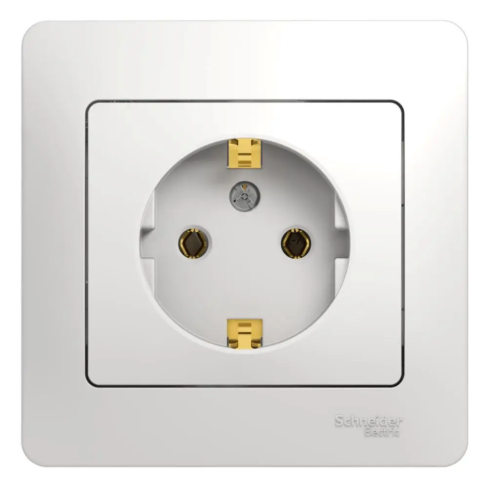 Фото Schneider Electric Glossa Бел Розетка с/з (в сборе с рамкой) №3