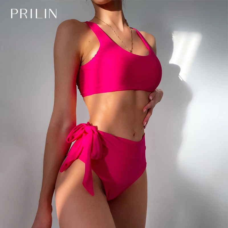 PRILIN женские Танкини Купальники бондаж 2 шт. купальный костюм купальник с высокой талией 2022 бикини на шнуровке трусики