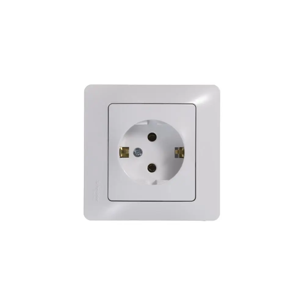 Фото Schneider Electric Glossa Бел Розетка с/з (в сборе с рамкой) №5