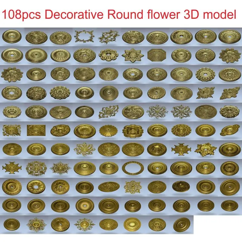 3d модель STL рельеф для ЧПУ STL формат 3d модель для ЧПУ stl рельеф artcam vectric aspire 108 шт./компл. Декоративный Круглый Цветок