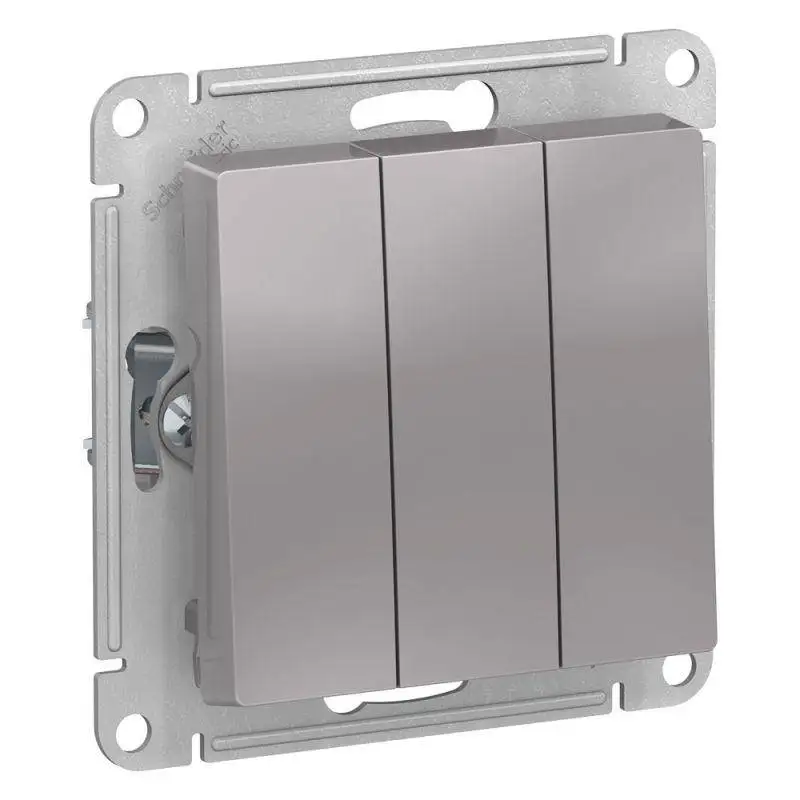 Механизм выключателя 3-кл. СП AtlasDesign 10А IP20 (сх. 1+1+1) 10AX алюм. Schneider Electric ATN000331